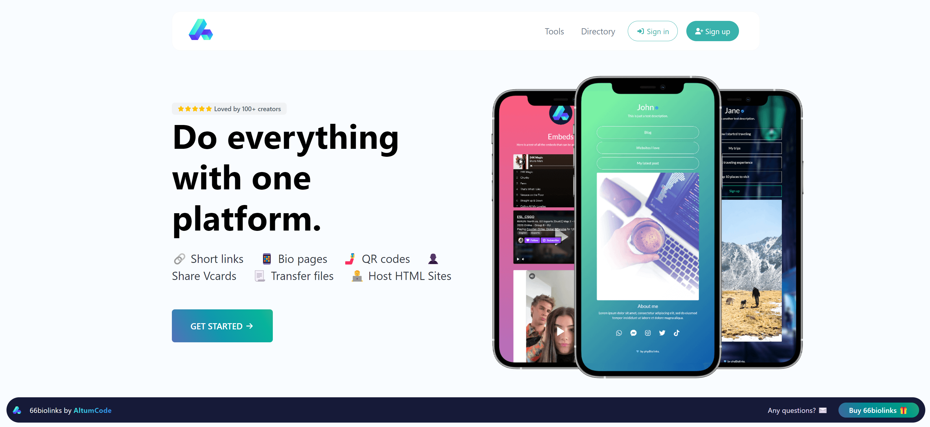 66biolinks - Bio Links, URL Shortener, QR Codes & Web Tools (SAAS)